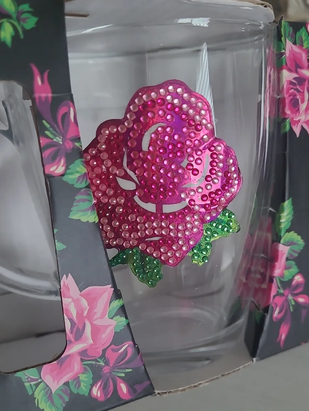 Betsey Johnson Coffee Mugs Set Of 2 With A Beautiful Rhinestone Bling Rose On It